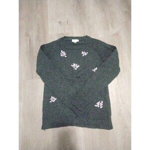 Loft Outlet Gray Crewneck Sweater Women's x-small Beaded